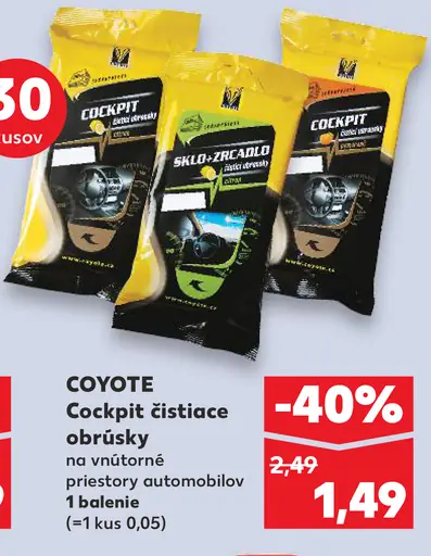 Coyote Cockpit čistiace obrúsky