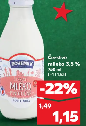 Bohemilk Čerstvé mlieko 3,5%