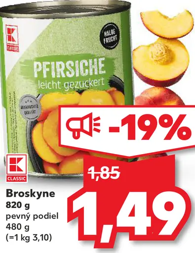 K-Classic broskyne v konzerve