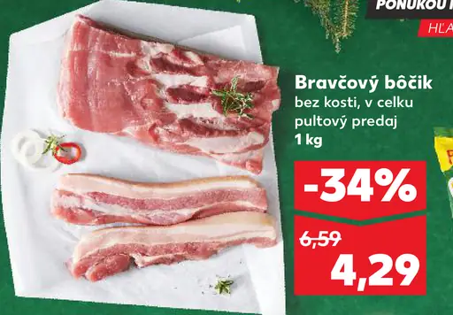 Bravčový bôčik bez kosti údený