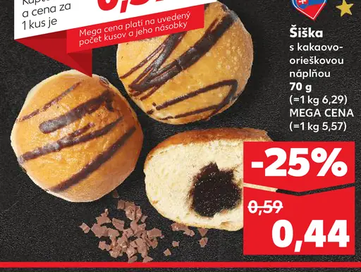 Šiška s kakaovo-orieškovou náplňou