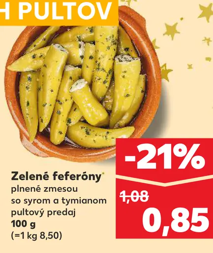 Zelené feferóny plnené zmesou so syrom a tymiánom