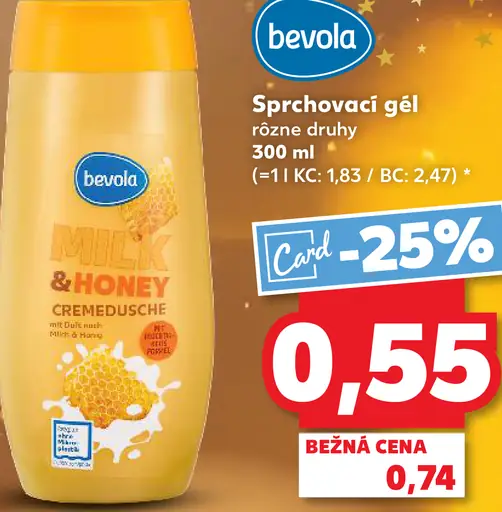 Bevola milk & honey sprchovací gél