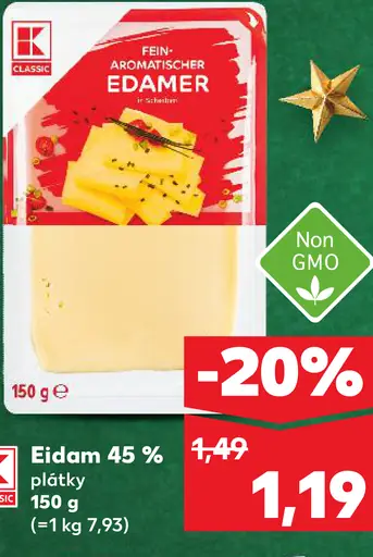 K-Classic Eidam 45% plátky
