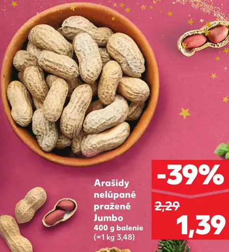 Arašidy nelúpané pražené Jumbo