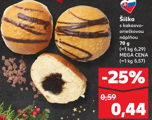 Šiška s kakaovo-orieškovou náplňou