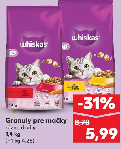 Whiskas granuly pre mačky