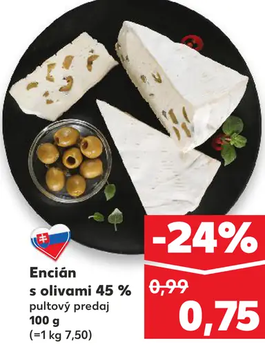 Encián s olivami 45 % pultový predaj