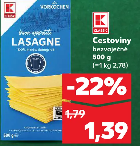 K-Classic Bezvaječné Lasagne
