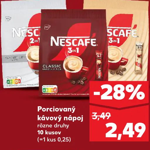 Porciovaný kávový nápoj