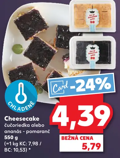Cheesecake čučoriedka alebo ananás - pomaranč