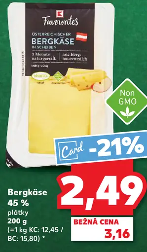 Favorites Bergkäse 45% plátky