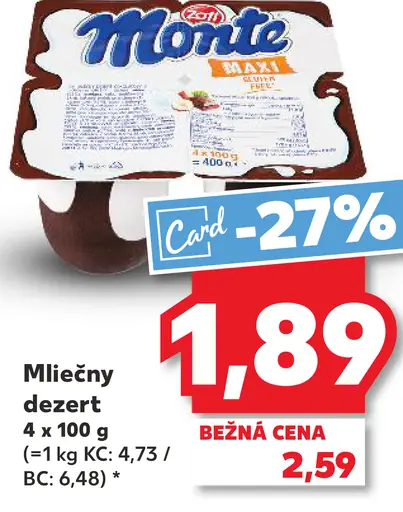 Monte mliečny dezert