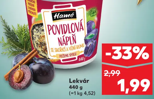 Hamé Povidlová náplň se skořicí a vůní rumu