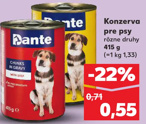 Dante Konzerva pre psy