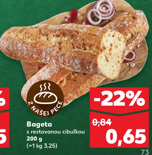 Bageta s restovanou cibuľkou