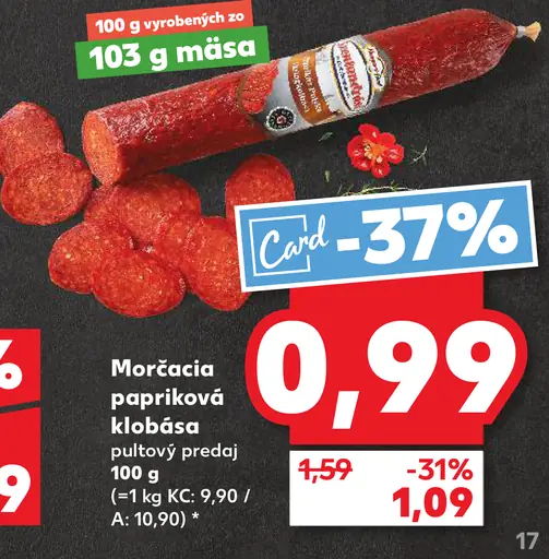 Morčacia papriková klobása