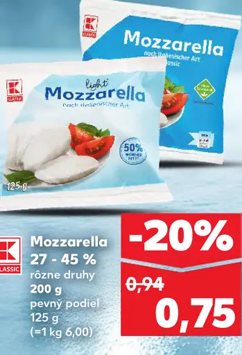 Mozzarella rôzne druhy