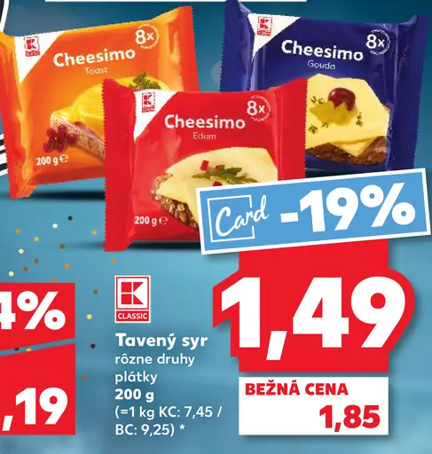 K-Classic Tavený syr plátky