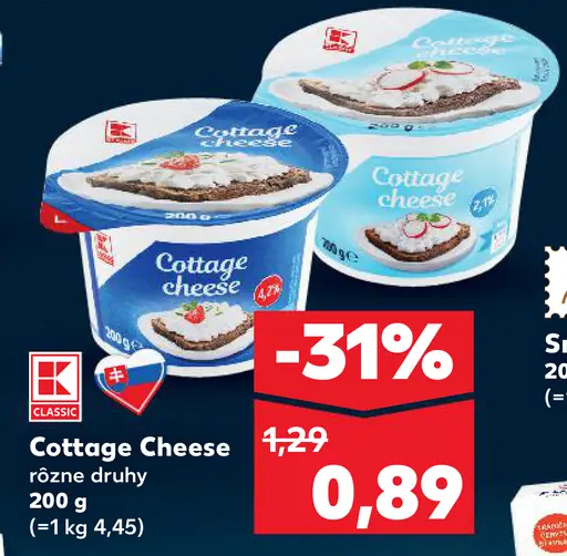 K-Classic Cottage Cheese rôzne druhy