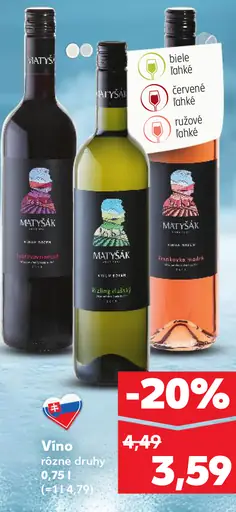 Matyšák víno rôzne druhy