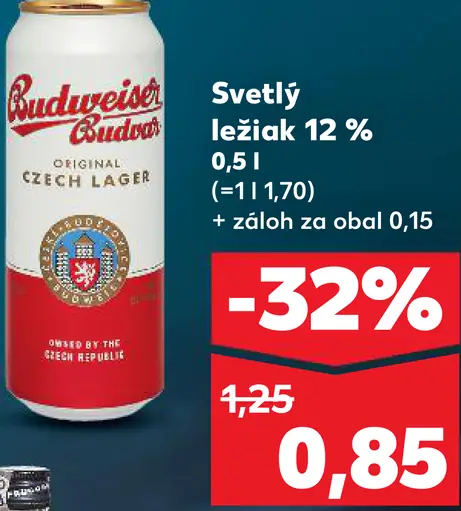 Budvar svetlý ležiak plechovka