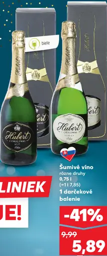 Hubert Club Šumivé víno alebo Šumivý nealkoholický nápoj