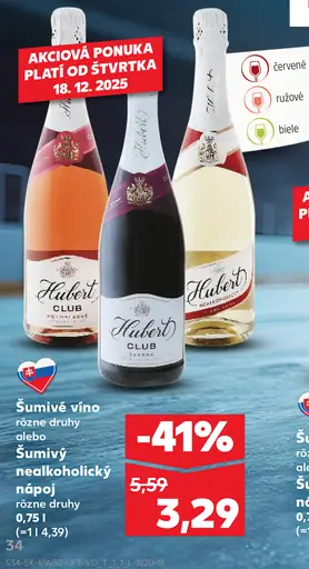 Hubert de Luxe Šumivé víno alebo Šumivý nealkoholický nápoj