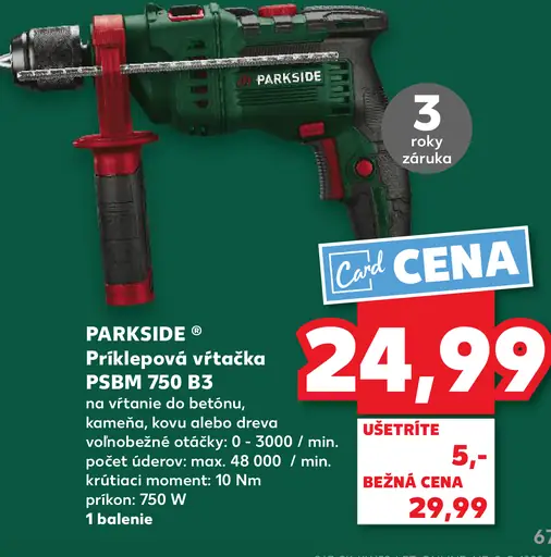Parkside Príklepová vŕtačka PSBM 750 B3