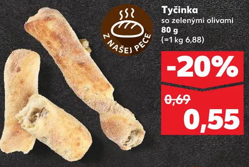 Tyčinka so zelenými olivami