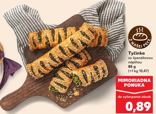 Tyčinka so špenátovou náplňou