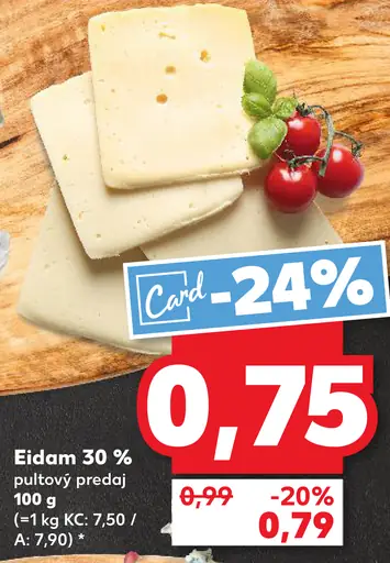 Eidam 30 % pultový predaj