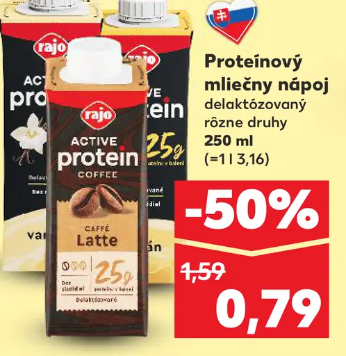 Rajo Active Protein Coffee proteínový mliečny nápoj delaktózovaný rôzne druhy
