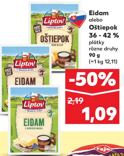 Liptov Eidam plátky 36 – 42 % rôzne druhy