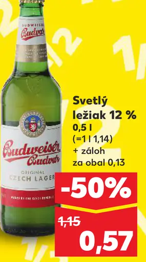 Budějovický Budvar svetlý ležiak 12 % plechovka
