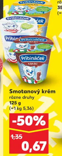 Pribináček smotanový krém rôzne druhy