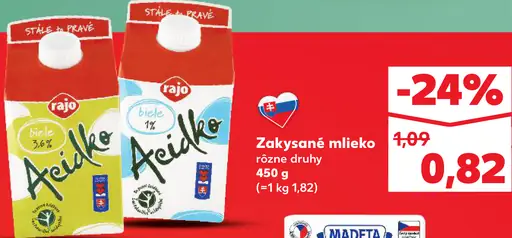 Rajo Acidko biele 1 % alebo 3 % zakysané mlieko