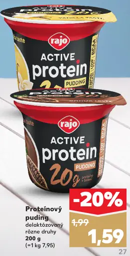 Rajo Active Protein puding delaktózovaný rôzne druhy