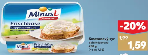 MinusL smotanový syr delaktózovaný