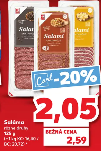 K-Classic saláma rôzne druhy