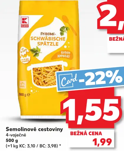 K-Classic Schwäbische Spätzle semolinové cestoviny 4-vaječné