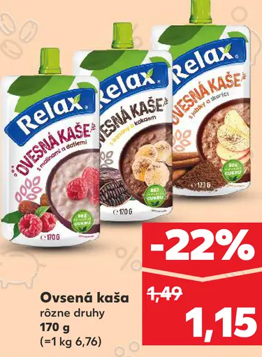 Relax kaša ovsená rôzne druhy