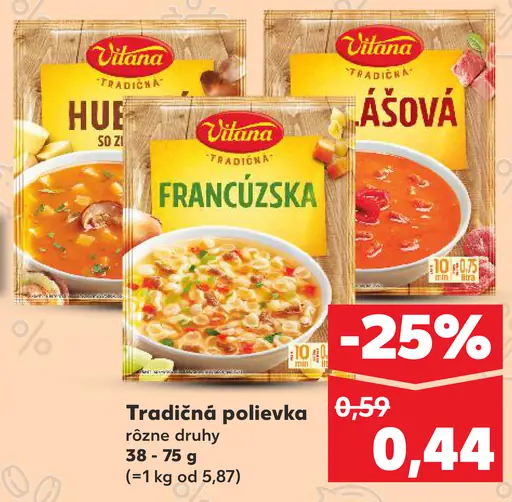 Vitana tradičná polievka, rôzne druhy