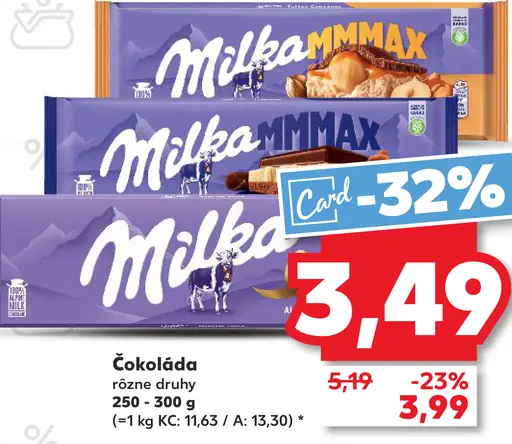 Milka MMMax čokoláda rôzne druhy