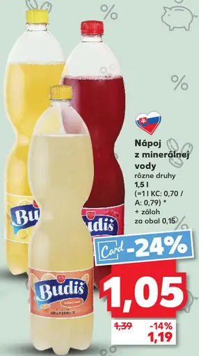 Budis nápoj z minerálnej vody rôzne druhy