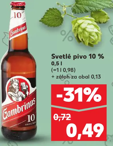 Gambrinus Svetlé pivo 10 % plechovka