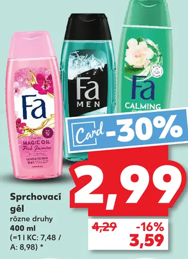 Fa sprchový gél rôzne druhy