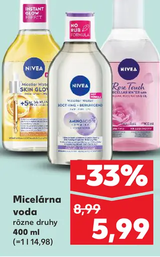 Nivea micelárna voda rôzne druhy
