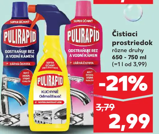 Pulirapid čistiaci prostriedok na vodný kameň rôzne druhy