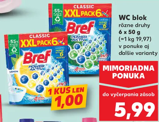 Bref WC blok rôzne druhy